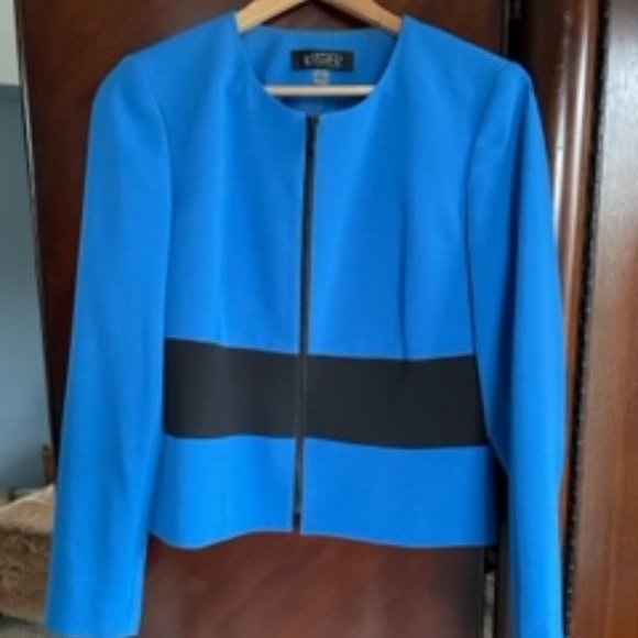 Kasper Blazer Blue with Black Stripe Size 6 - Picture 1 of 3